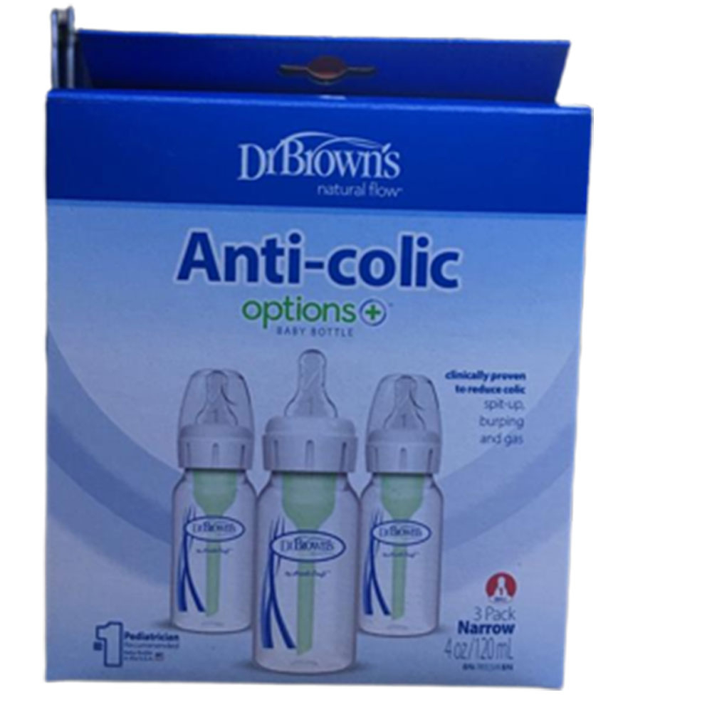 Dr. Brown's Polypropylene 120ml Narrow-Neck Options Baby Bottle 3pcs