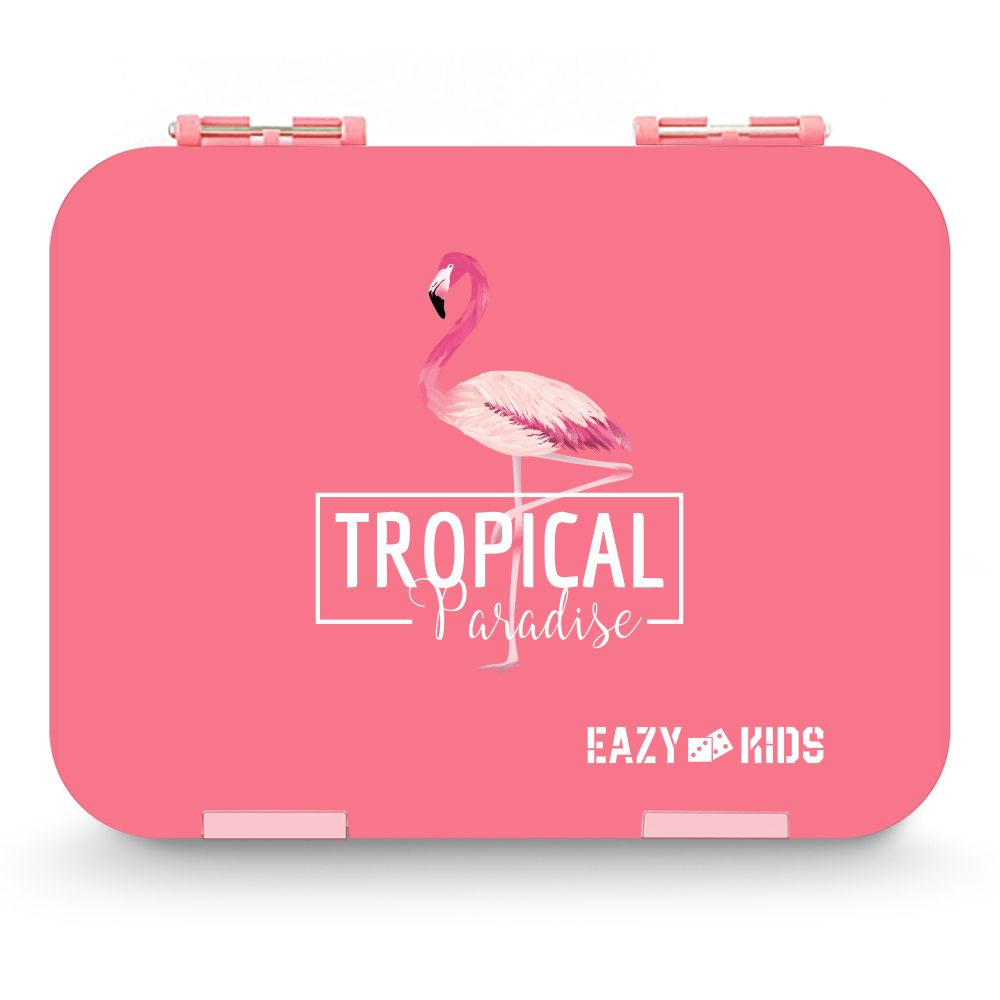 Eazy Kids - 4-6 Convertible Bento Lunch Box with Sandwich Cutter Set Flamingo Pink