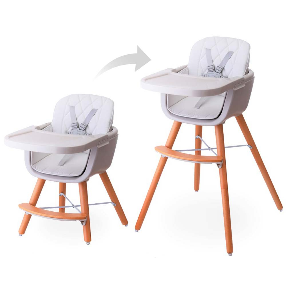 Teknum - Premium Dual Height Wooden High Chair - White