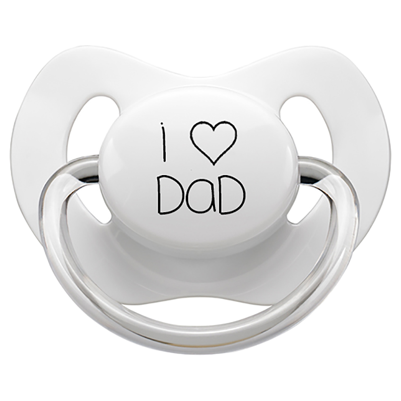 LittleMICO - I Love Dad Pacifier - 0-6M - White