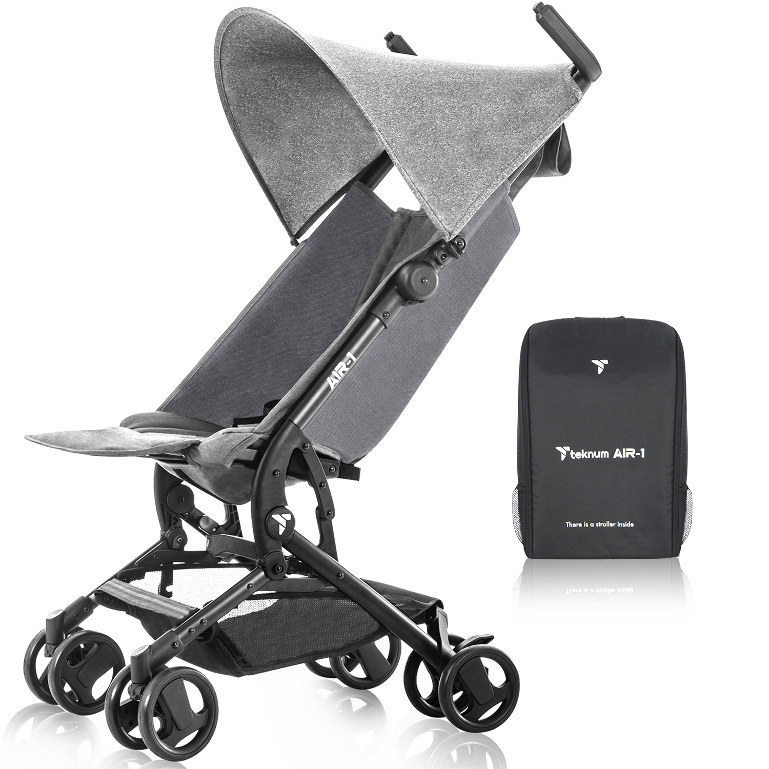 Teknum - Air 1 Travel Stroller with Carry Backpack - Grey