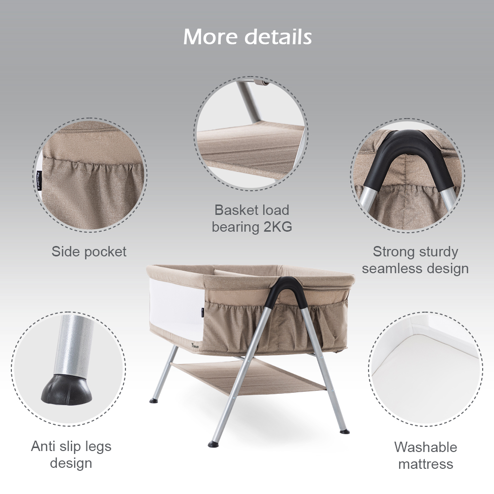 Teknum - Fellow 2 Twin Bedside Crib Bassinet - Ivory