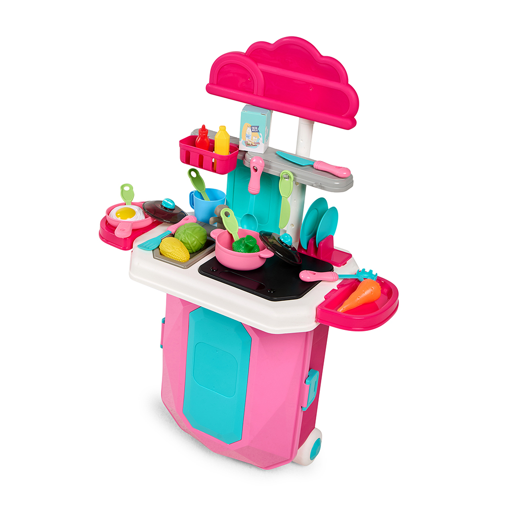 Little Learners Kitchen Set in Large Diamond Box - Pink - 18 Pc Set